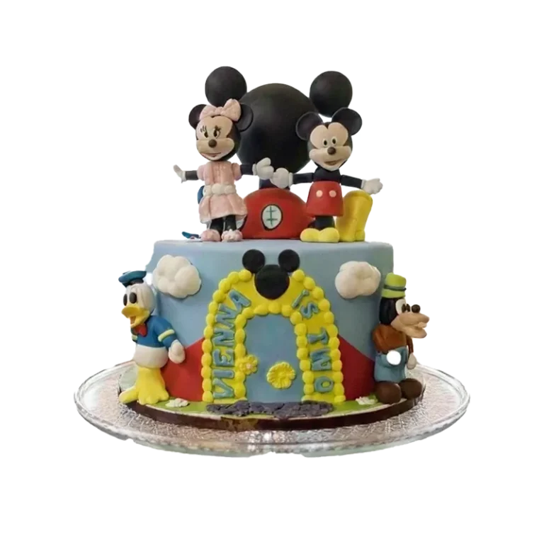 Custom Mickey Mouse Clubhouse kids birthday cake by Cakeville Scarborough with character figures and name inscription