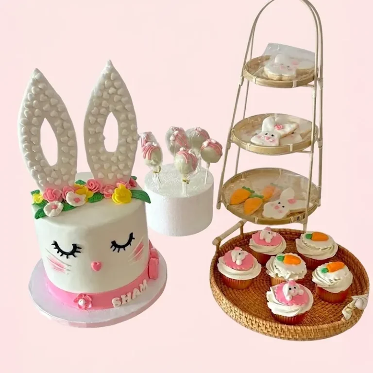 Bunny birthday cake display by Cakeville
